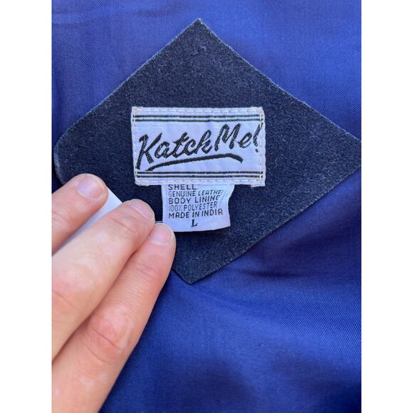 Vintage Navy Blue Leather Vest - Picture 7 of 7